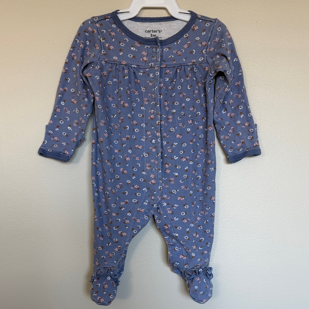 Carter's Blue Floral Footed One Piece